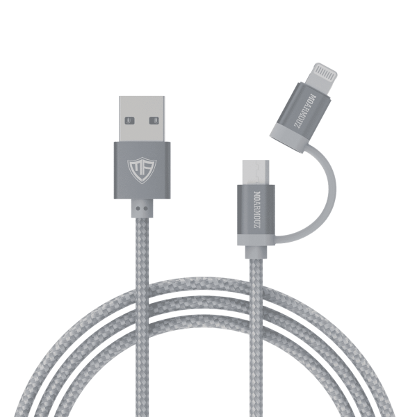 2 in 1 Micro USB & Lightning Cable 1M - Image 3