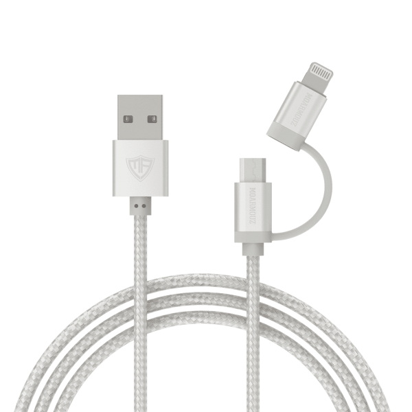 2 in 1 Micro USB & Lightning Cable 1M - Image 4