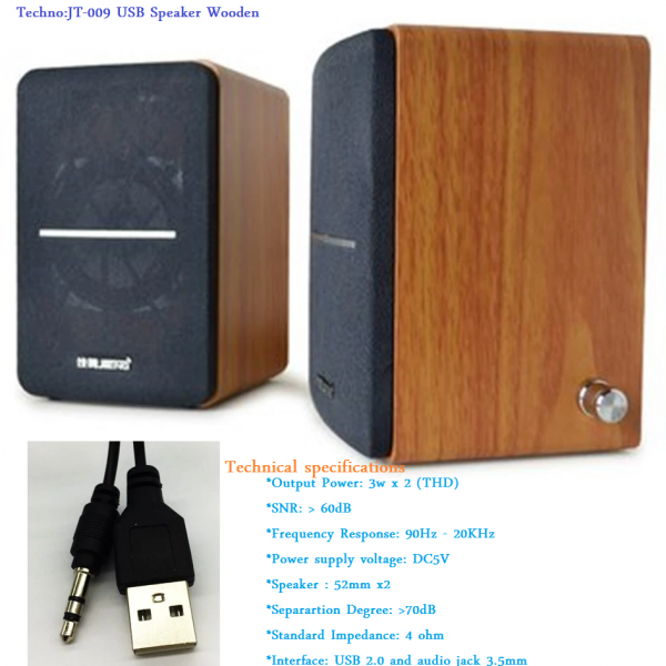 USB Speaker Wooden JT-009 - Image 10