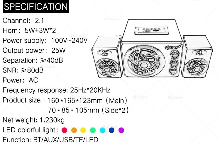 KISONLI TM-8000A LED Subwoofer speaker - Image 7