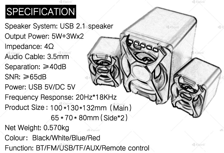 KISONLI U-2500BT 2.1 USB BLUETOOTH SPEAKER - Image 5