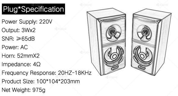 Kisonli AC-9001 SB Audio 2.0 Channel Woofer Mini Wooden speaker - Image 8