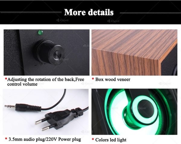 Kisonli AC-9001 SB Audio 2.0 Channel Woofer Mini Wooden speaker - Image 9