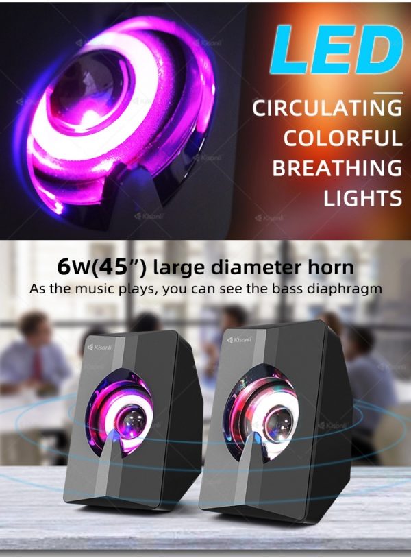 KISONLI L-2020 Mini LED Speaker Stereo Subwoofer - Image 8