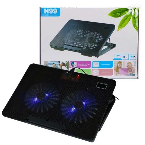 Laptop Cooling Pad N99 With 2 Dual Fan (Black)