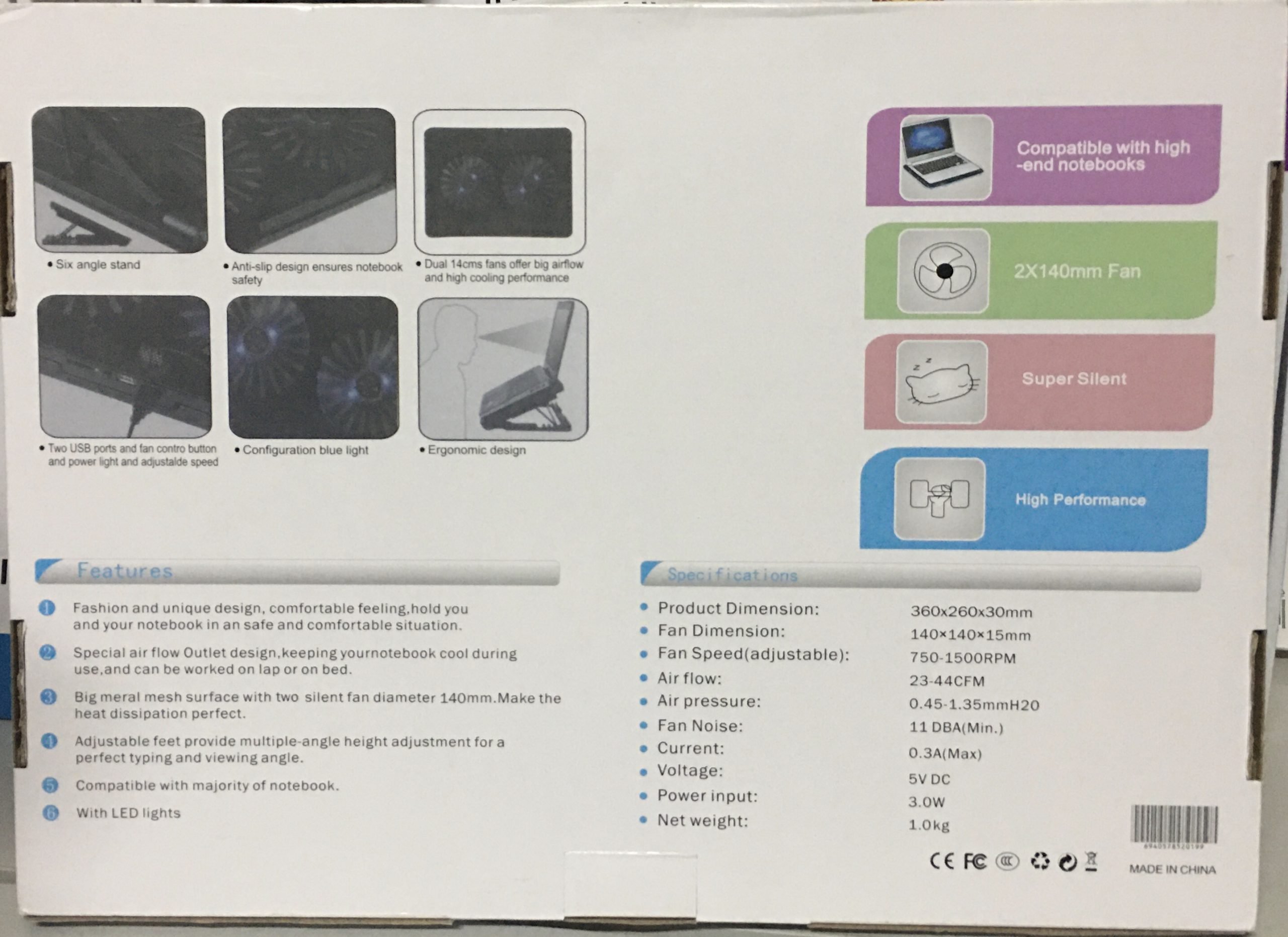 Laptop Cooling Pad N99 With 2 Dual Fan (Black) - Image 3