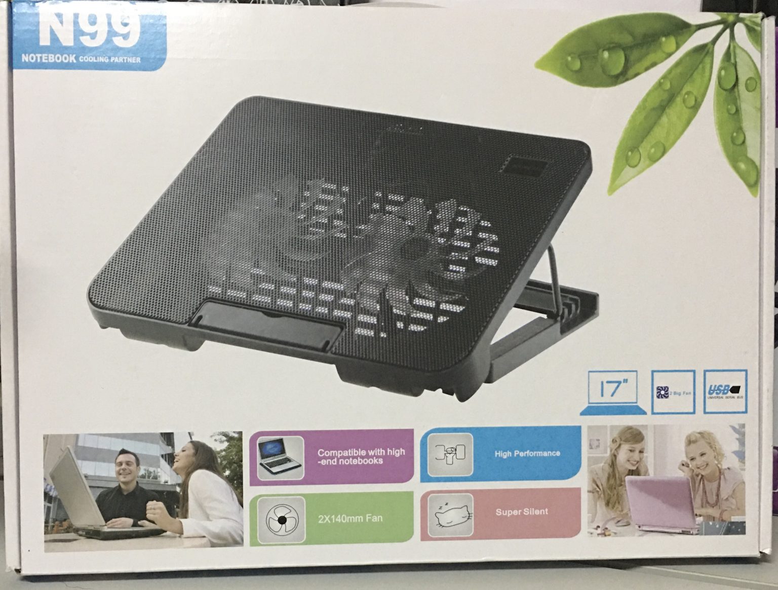 Laptop Cooling Pad N99 With 2 Dual Fan (Black) Techno Computer Shop